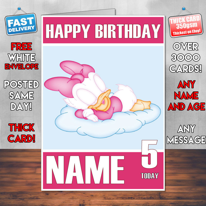 Baby Minnie KE THEME INSPIRED Kids Adult Personalised Birthday Card