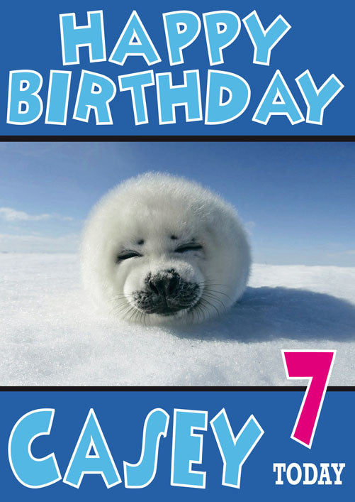 Baby Seal Funny Kids Adult Personalised Birthday Card