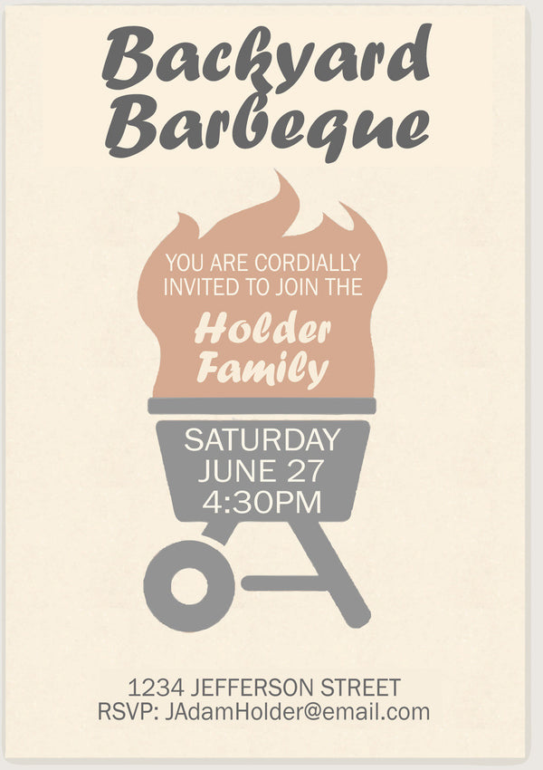 10 X Personalised Printed Backyard Barbeque Invites