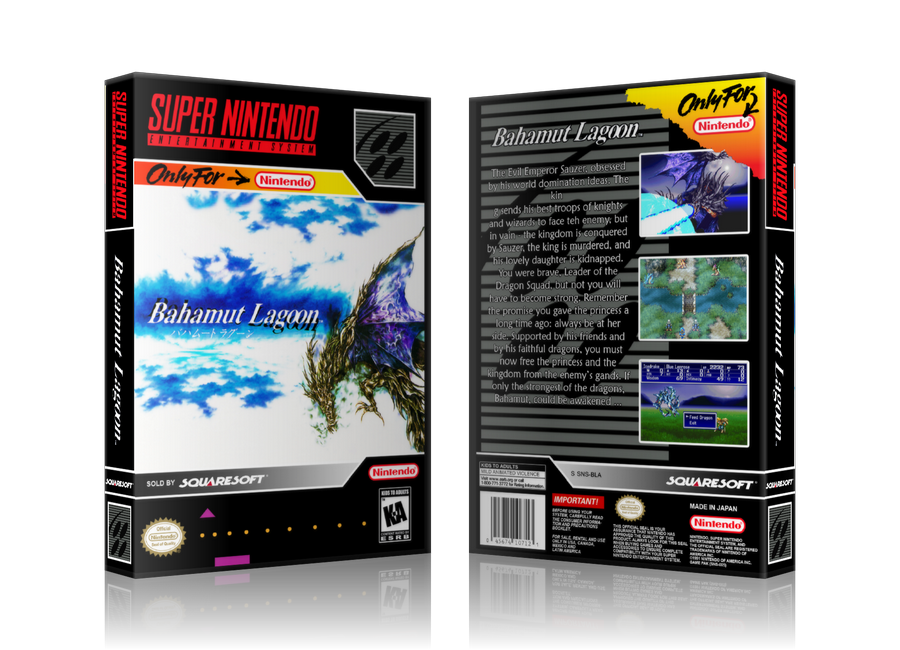 Bahamut Lagoon Replacement Nintendo SNES Game Case Or Cover – SNES Replacement Game case product image 1