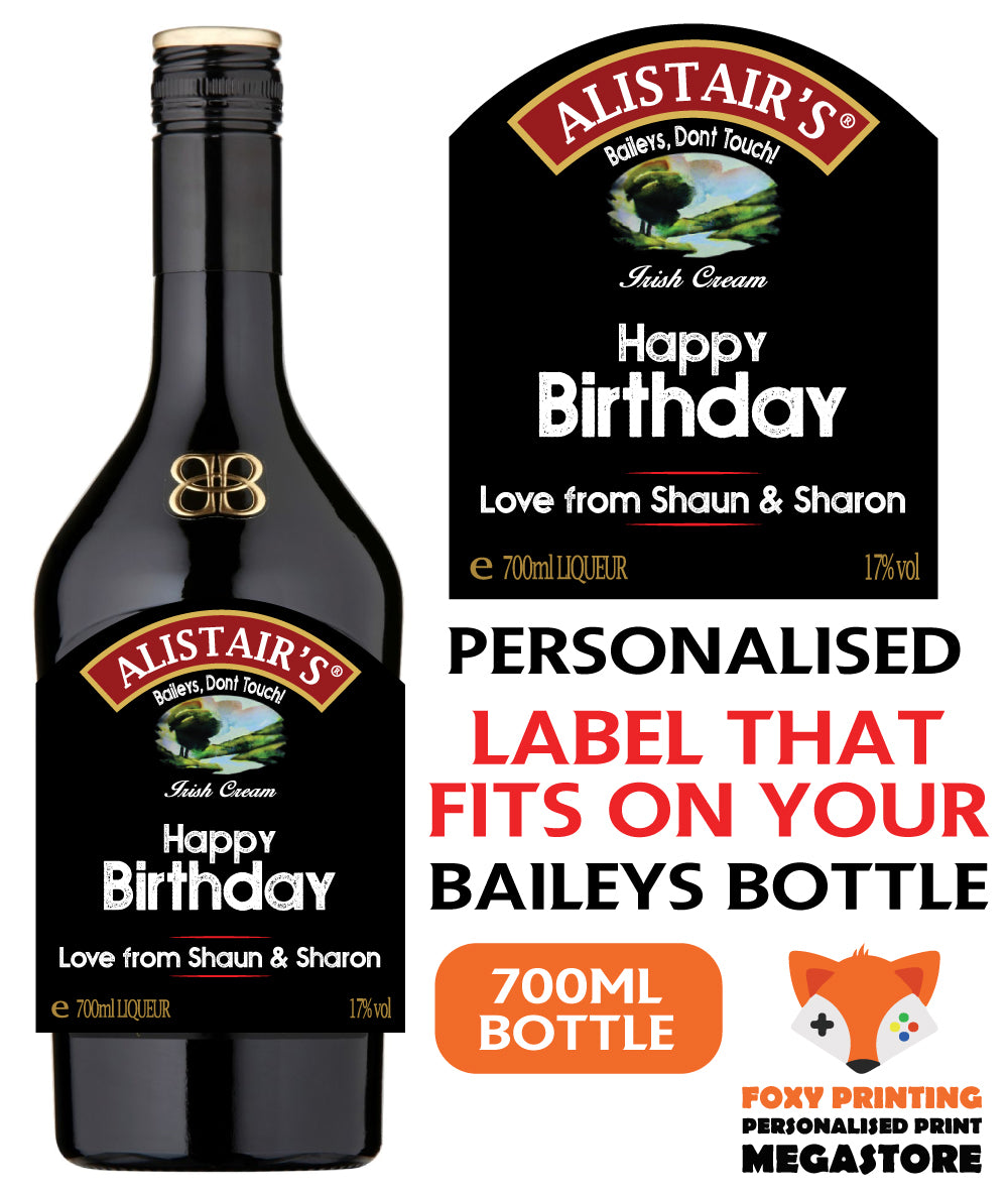 PERSONALISED Baileys Birthday Bottle Label - custom name bottle lables