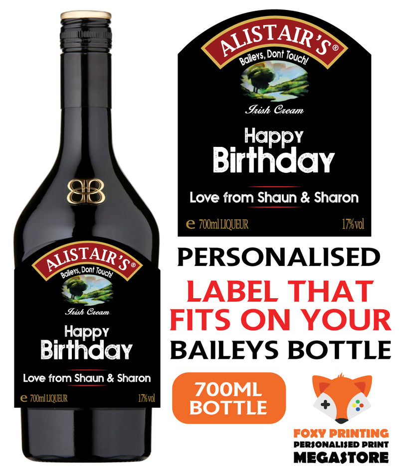 PERSONALISED Baileys Birthday Bottle Label - custom name bottle lables