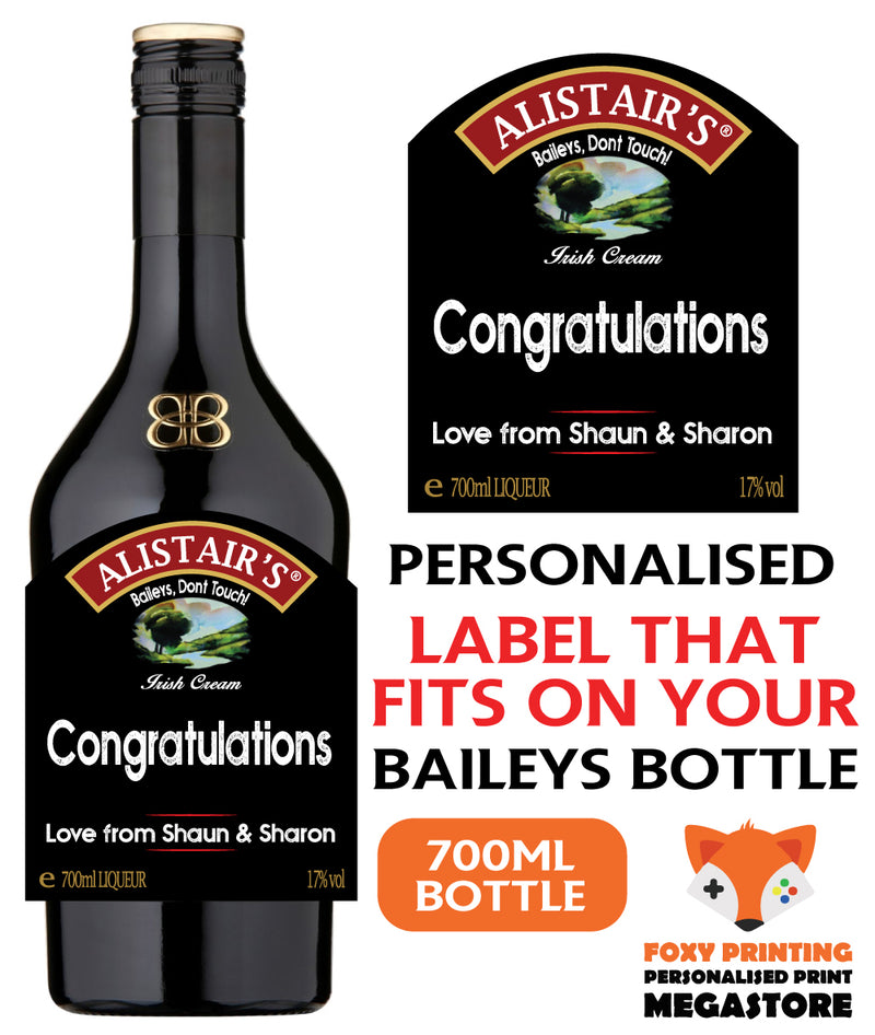 PERSONALISED Baileys Congrats Bottle Label - custom name bottle lables