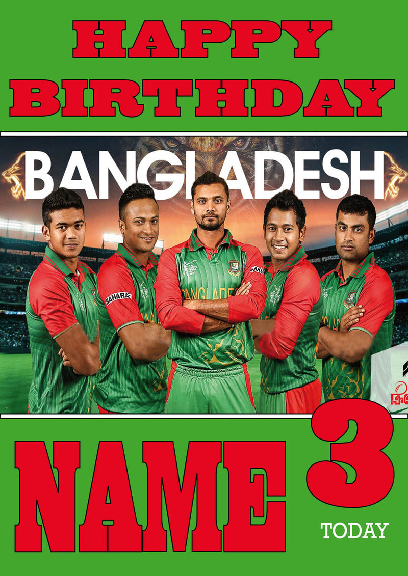 Bangladesh THEME INSPIRED Style PERSONALISED Kids Adult FUNNY Birthday Card