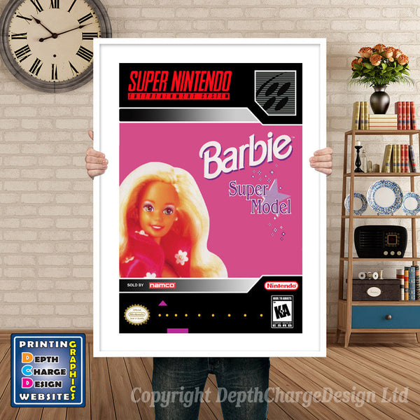Barbie Super Model Super Nintendo Game Inspired Theme Retro Gaming Poster