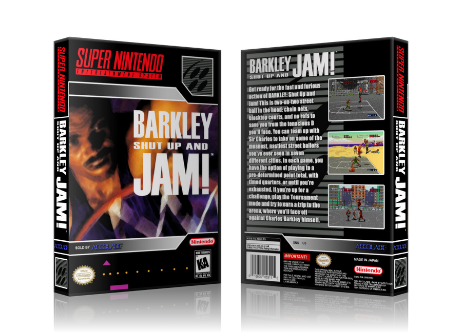 Barkley Shut Up And Jam Replacement Nintendo SNES Game Case Or Cover – SNES Replacement Game case product image 1