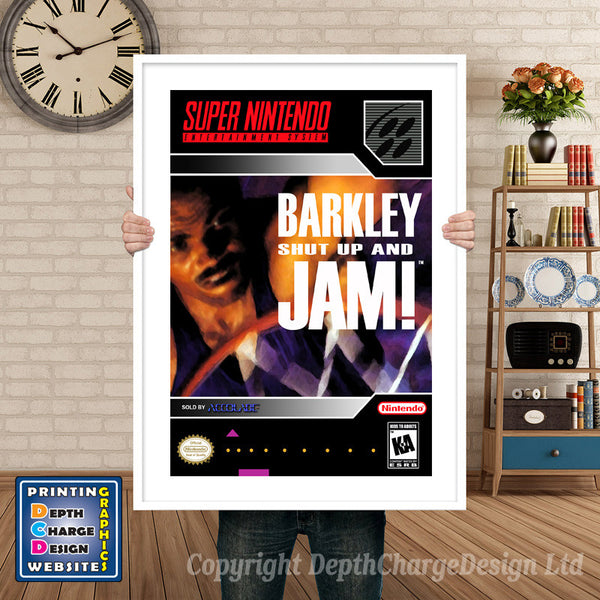 Barkley Shut Up and Jam Super Nintendo Game Inspired Theme Retro Gaming Poster