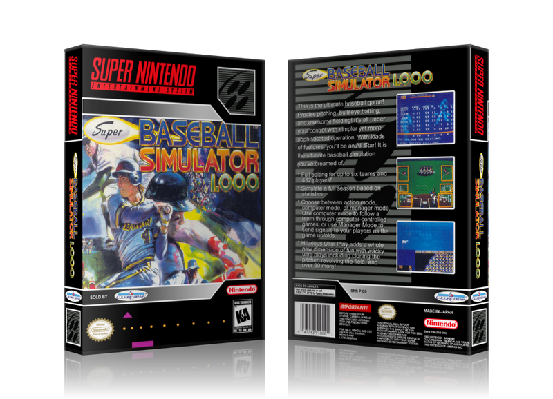 Baseball Simulator 1000 Replacement Nintendo SNES Game Case Or Cover