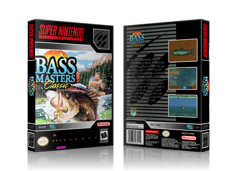 Bass Masters Classic Replacement Nintendo SNES Game Case Or Cover – SNES Replacement Game case product image 1