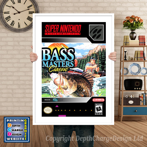 Bass Masters Classic Super Nintendo Game Inspired Theme Retro Gaming Poster