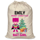 PERSONALISED Cartoon Inspired Super Hero Bat Girl Pink EMILY - XL Children's Christmas Santa Sack CUSTOMISE Present