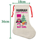 PERSONALISED Cartoon Inspired Super Hero Bat Girl Pink HANNAH HIGH QUALITY Large CHRISTMAS STOCKING - Any Name you want!