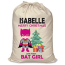 PERSONALISED Cartoon Inspired Super Hero Bat Girl Pink ISABELLE - XL Children's Christmas Santa Sack CUSTOMISE Present