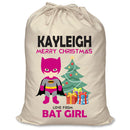 PERSONALISED Cartoon Inspired Super Hero Bat Girl Pink KAYLEIGH - XL Children's Christmas Santa Sack CUSTOMISE Present