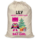 PERSONALISED Cartoon Inspired Super Hero Bat Girl Pink LILY - XL Children's Christmas Santa Sack CUSTOMISE Present