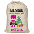 PERSONALISED Cartoon Inspired Super Hero Bat Girl Pink MADISON - XL Children's Christmas Santa Sack CUSTOMISE Present