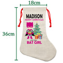 PERSONALISED Cartoon Inspired Super Hero Bat Girl Pink MADISON HIGH QUALITY Large CHRISTMAS STOCKING - Any Name you want!
