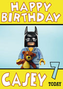 Batkid Bedtime Lego Minifigure THEME INSPIRED Style Kids Adult FUNNY Birthday Card