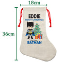PERSONALISED Cartoon Inspired Super Hero Bat Boy EDDIE HIGH QUALITY Large CHRISTMAS STOCKING - Any Name you want!