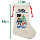 PERSONALISED Cartoon Inspired Super Hero Bat Boy GARY HIGH QUALITY Large CHRISTMAS STOCKING - Any Name you want!