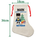 PERSONALISED Cartoon Inspired Super Hero Bat Boy MARK HIGH QUALITY Large CHRISTMAS STOCKING - Any Name you want!