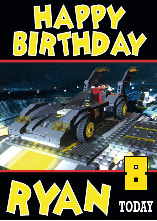 Batmobile Lego Card 1 THEME INSPIRED Style Kids Adult FUNNY Birthday Card