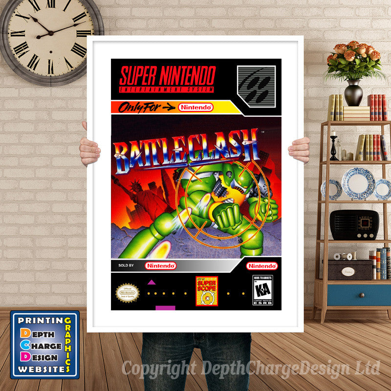 Battle Clash Super Nintendo GAME INSPIRED THEME Retro Gaming Poster A4 A3 A2 Or A1