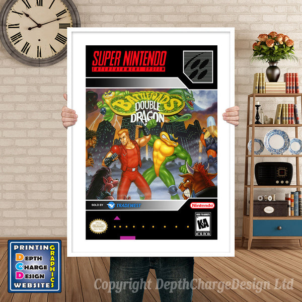 Battletoads Double Dragon Super Nintendo Game Inspired Theme Retro Gaming Poster