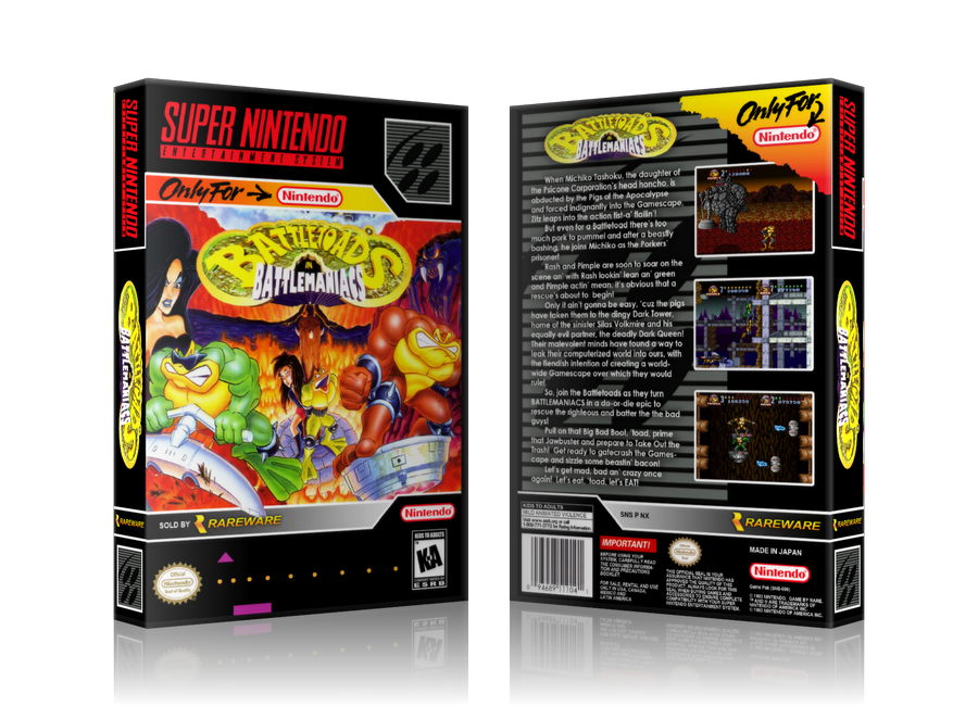 Battletoads In Battlemaniacs Replacement Nintendo SNES Game Case Or Cover – SNES Replacement Game case product image 1