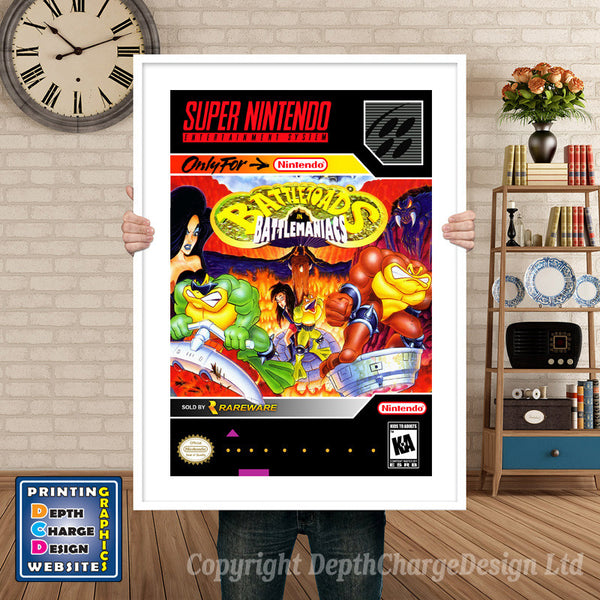 Battletoads in Battlemaniacs Super Nintendo Game Inspired Theme Retro Gaming