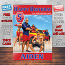 Baywatch Theme Style Personalised Kids Inspired Movie Birthday Card (SA)