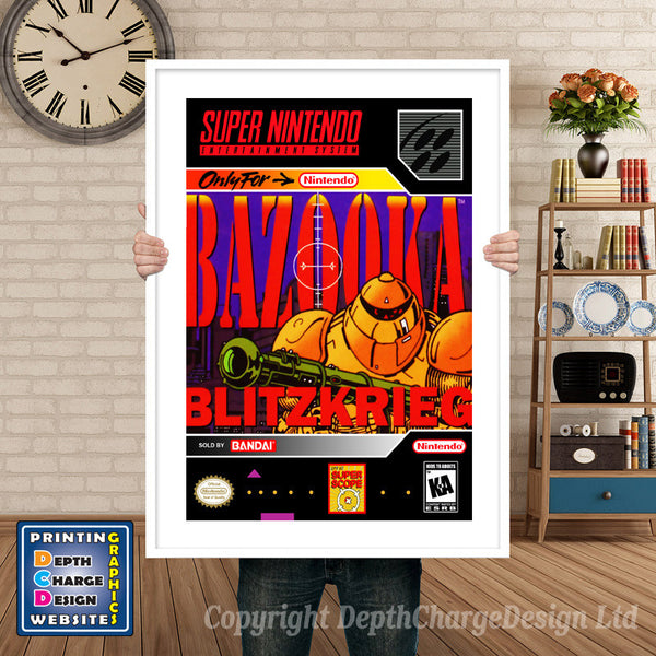 Bazooka Blitzkrieg Super Nintendo Game Inspired Theme Retro Gaming Poster