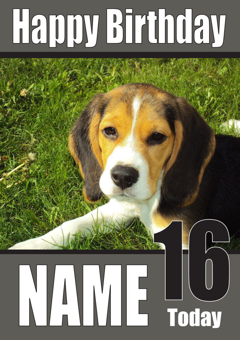 Beagle Puppy DOGS AND Funny Puppy Kids Adult Personalised Birthday Card Kirsten