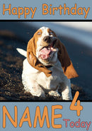 Beagle Running Funny Funny Kids Adult Personalised Birthday Card Gift Present