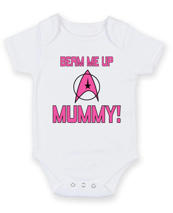 Beam Me Up Mummy Personalised Baby Boy Girl Unisex Short Sleeve Bodysuit