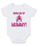 Beam Me Up Mummy Personalised Baby Boy Girl Unisex Short Sleeve Bodysuit