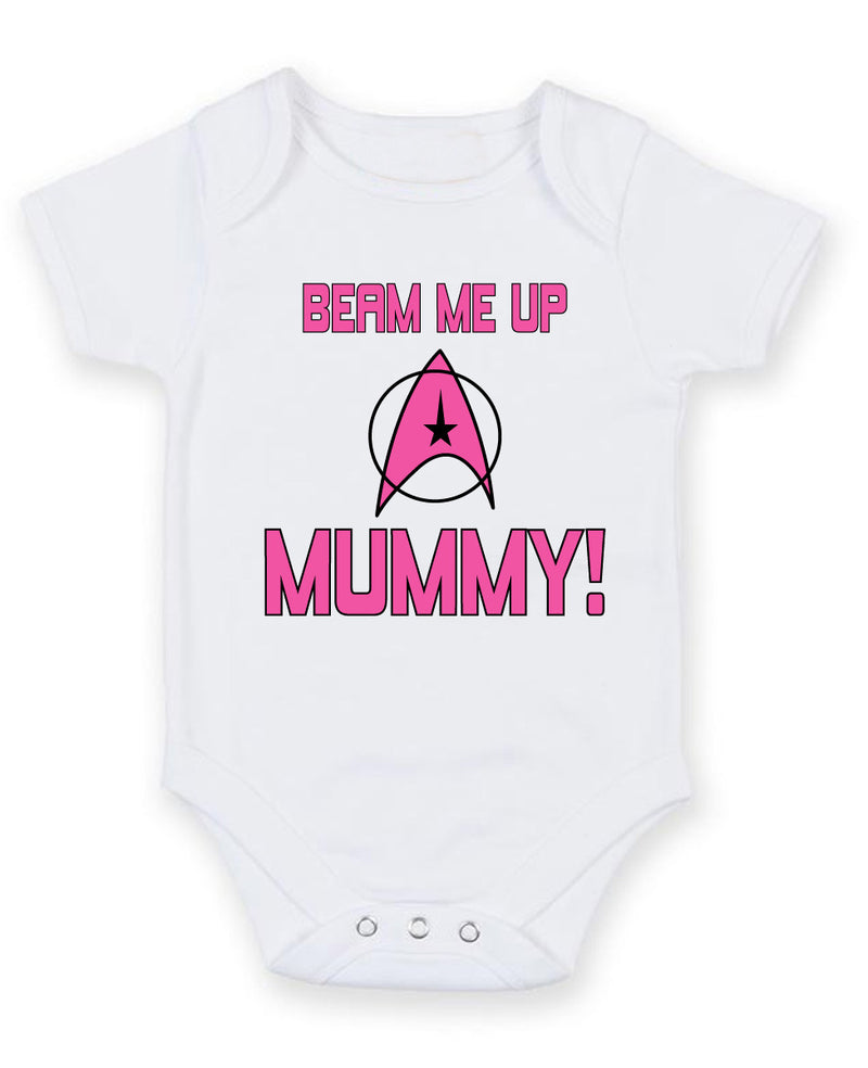 Beam Me Up Mummy Personalised Baby Boy Girl Unisex Short Sleeve Bodysuit