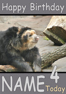 Bear Leaning Over Log Funny Kids Adult Personalised Birthday Card Gift Present