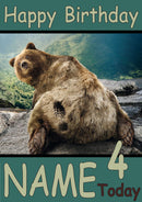 Bear With Shoe Print On Bottom Funny Kids Adult Personalised Birthday Card Gift Present