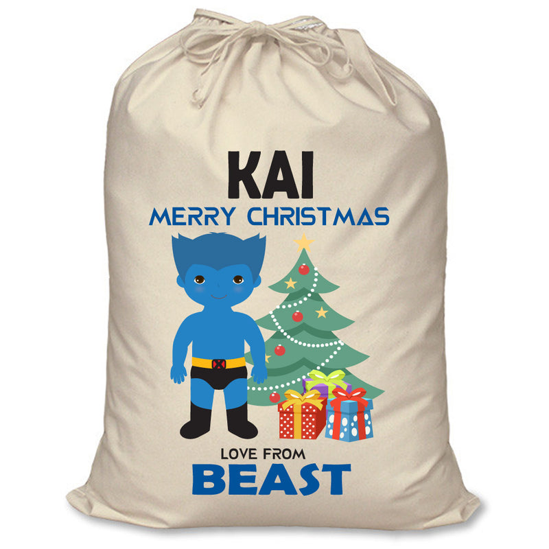 PERSONALISED Cartoon Inspired Super Hero Beast KAI - XL Children's Christmas Santa Sack CUSTOMISE Present
