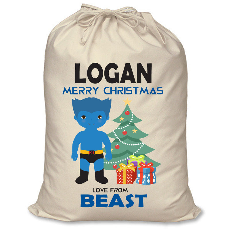 PERSONALISED Cartoon Inspired Super Hero Beast LOGAN - XL Children's Christmas Santa Sack CUSTOMISE Present