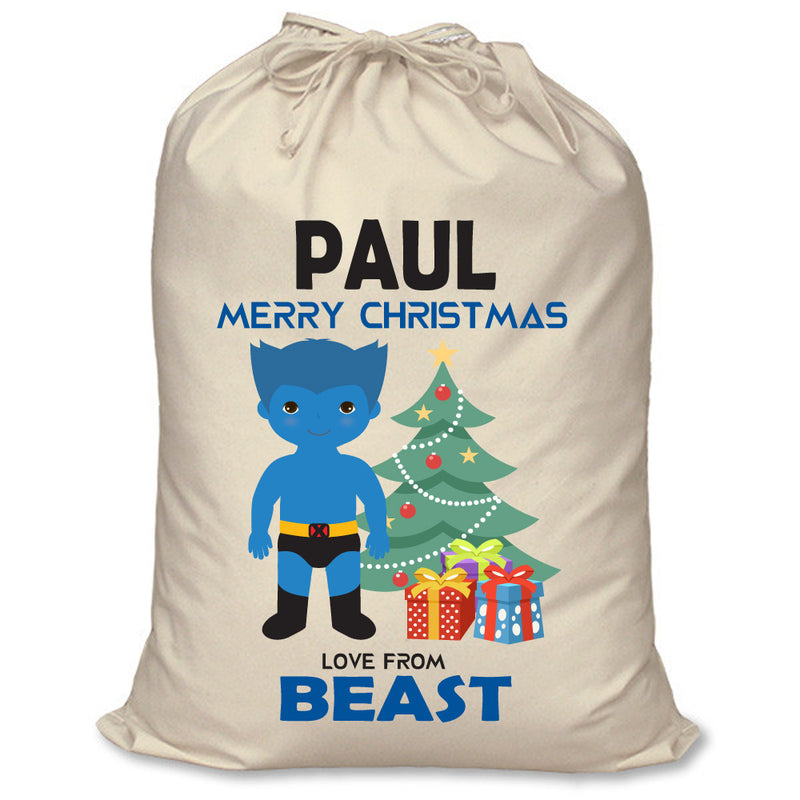 PERSONALISED Cartoon Inspired Super Hero Beast PAUL - XL Children's Christmas Santa Sack CUSTOMISE Present