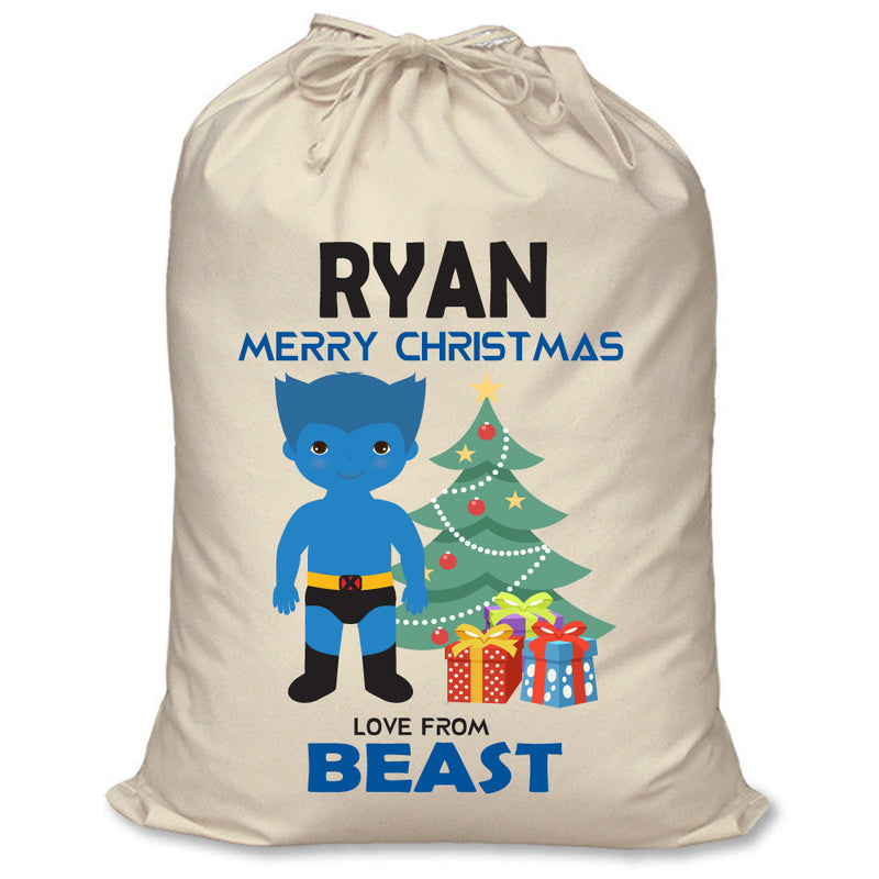PERSONALISED Cartoon Inspired Super Hero Beast RYAN - XL Children's Christmas Santa Sack CUSTOMISE Present