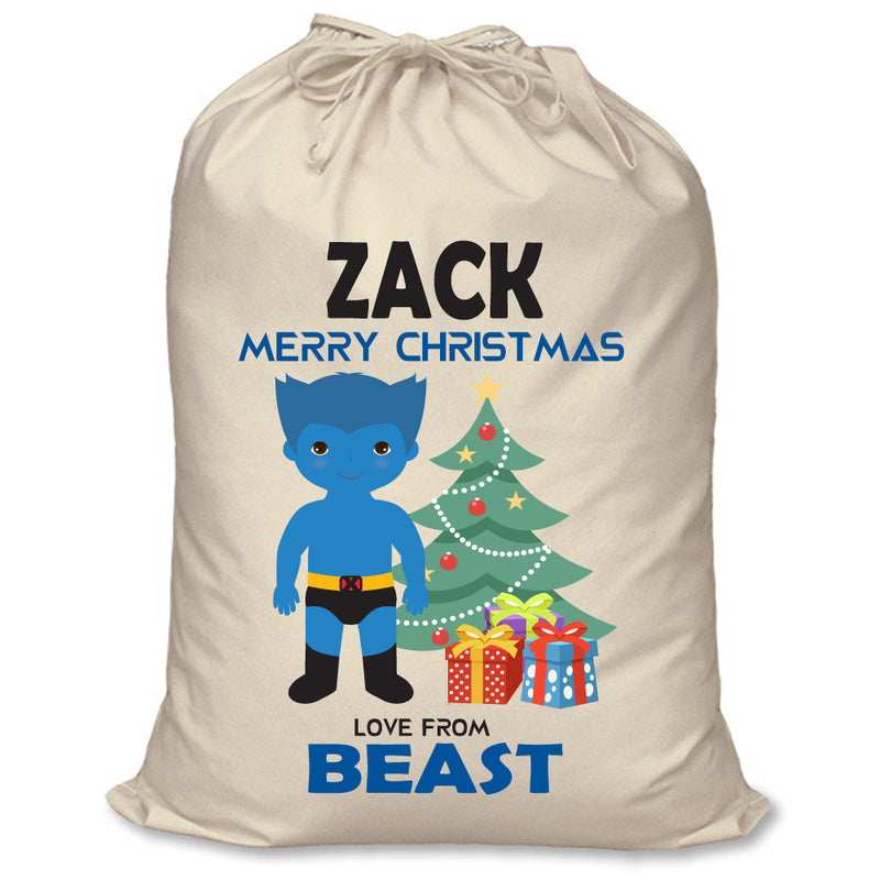 PERSONALISED Cartoon Inspired Super Hero Beast ZACK - XL Children's Christmas Santa Sack CUSTOMISE Present