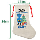 PERSONALISED Cartoon Inspired Super Hero Beast ZACK HIGH QUALITY Large CHRISTMAS STOCKING - Any Name you want!