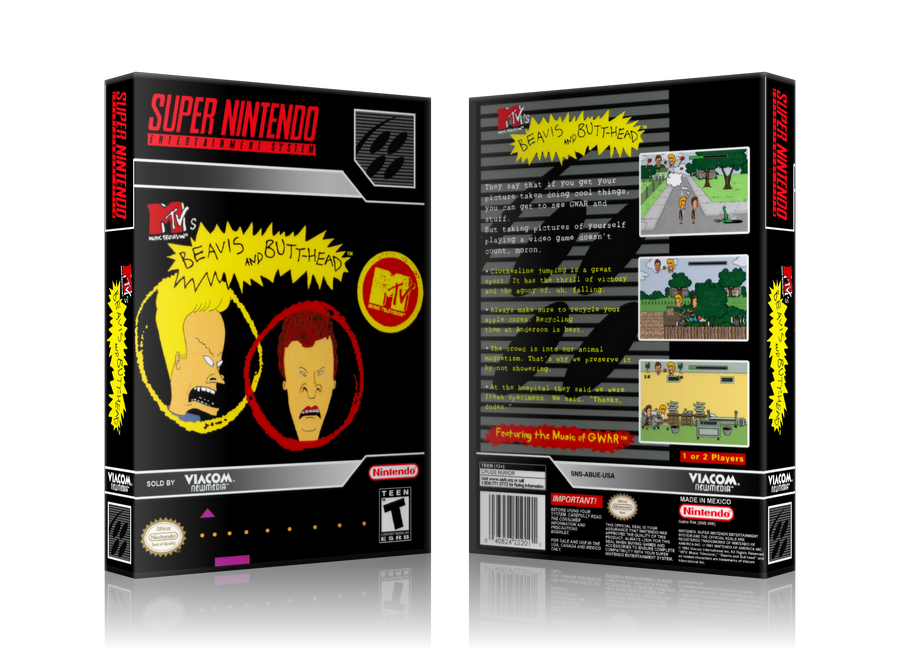 Beavis And Butt Head Replacement Nintendo SNES Game Case Or Cover – SNES Replacement Game case product image 1