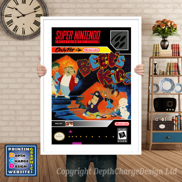 Bebe's Kids Super Nintendo Game Inspired Theme Retro Gaming Poster