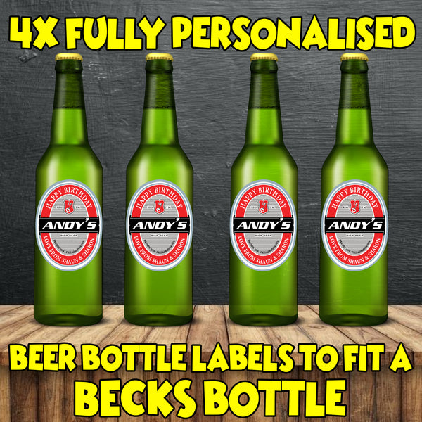 PERSONALISED Becks Bottle Label - custom name bottle lables