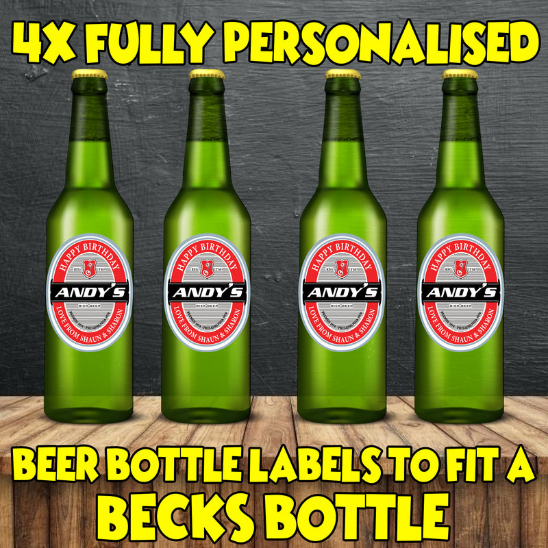 PERSONALISED Becks Bottle Label - custom name bottle lables
