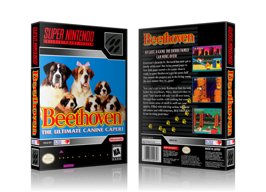 Beethoven Replacement Nintendo SNES Game Case Or Cover – SNES Replacement Game case product image 1